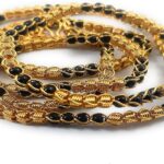 black beads gold chain